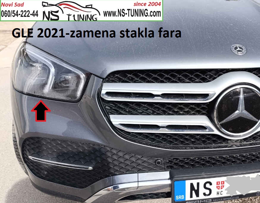 mercedes gle w167 2019 2020 2021 2022 zamena stakla fara reparacija mokar slomljen far novi sad ns tuning